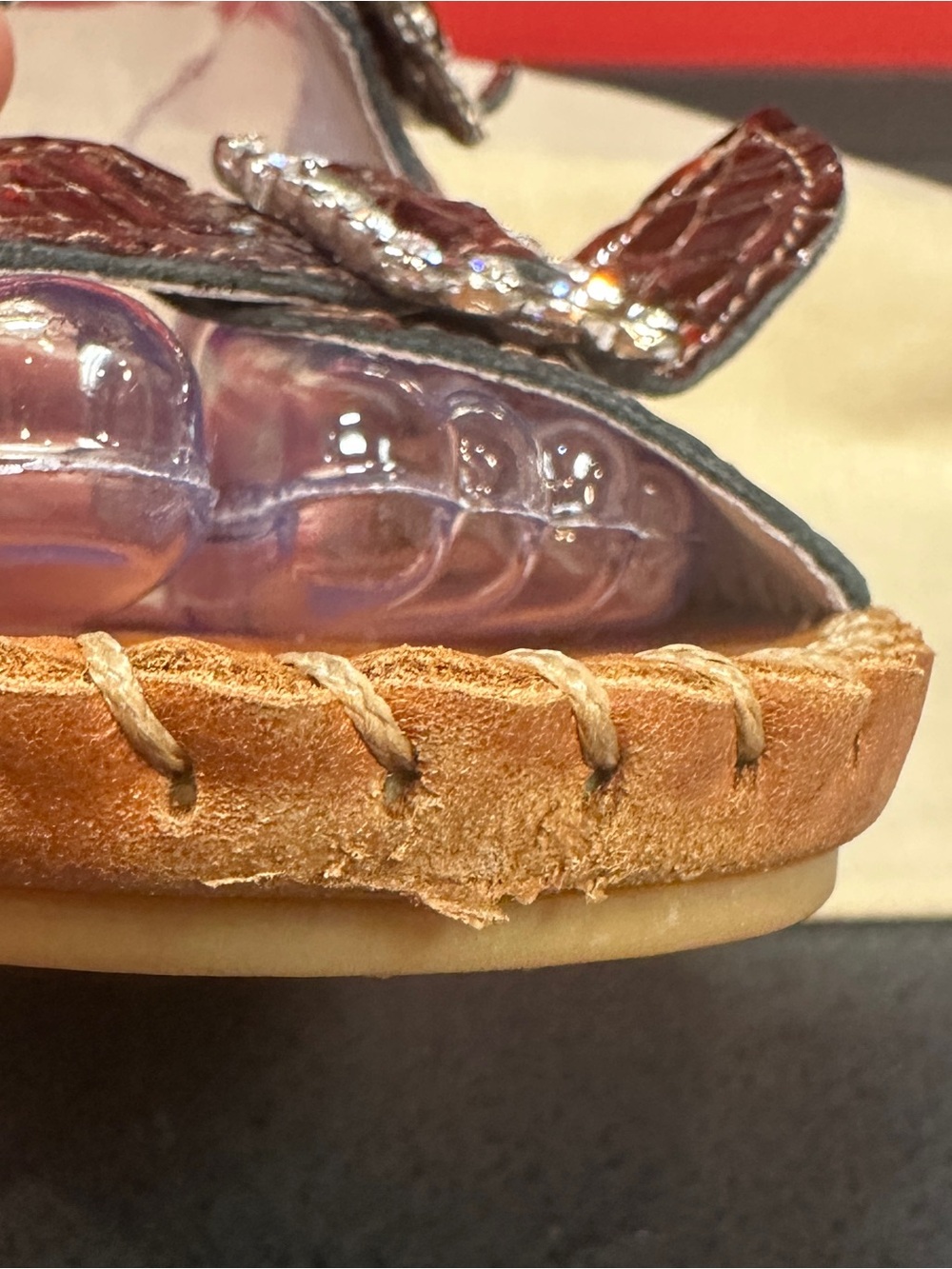La Plume Croc Embossed Leather Slide Sandals Adj Strap Women’s Sz Eu41/US10.5-11 - Picture 13 of 15